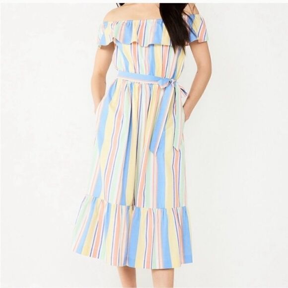 NWOT Draper James RSVP Striped Off the Shoulder Midi Dress - Picture 3 of 10